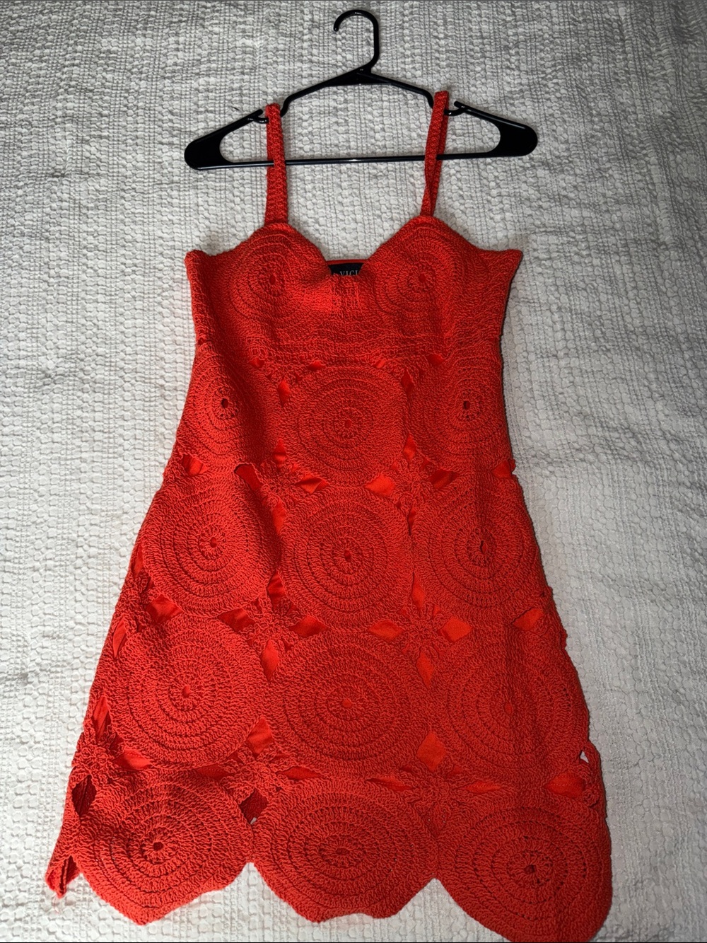 VICI Red/orange Crochet Mini Dress with Circular Lace